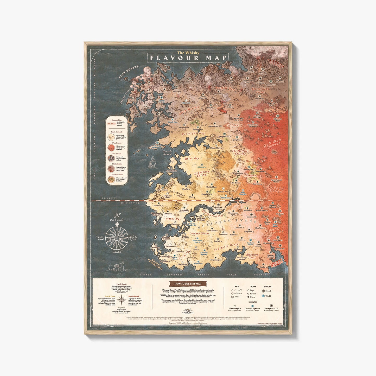 Whisky Flavour Map | 100 Whiskies Organised by Taste (Hand-Drawn Diagram)