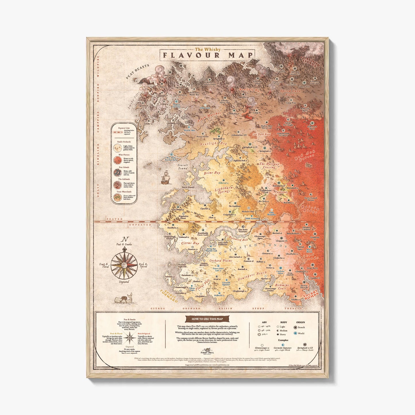 Whisky Flavour Map | 100 Whiskies Organised by Taste (Hand-Drawn Diagram)